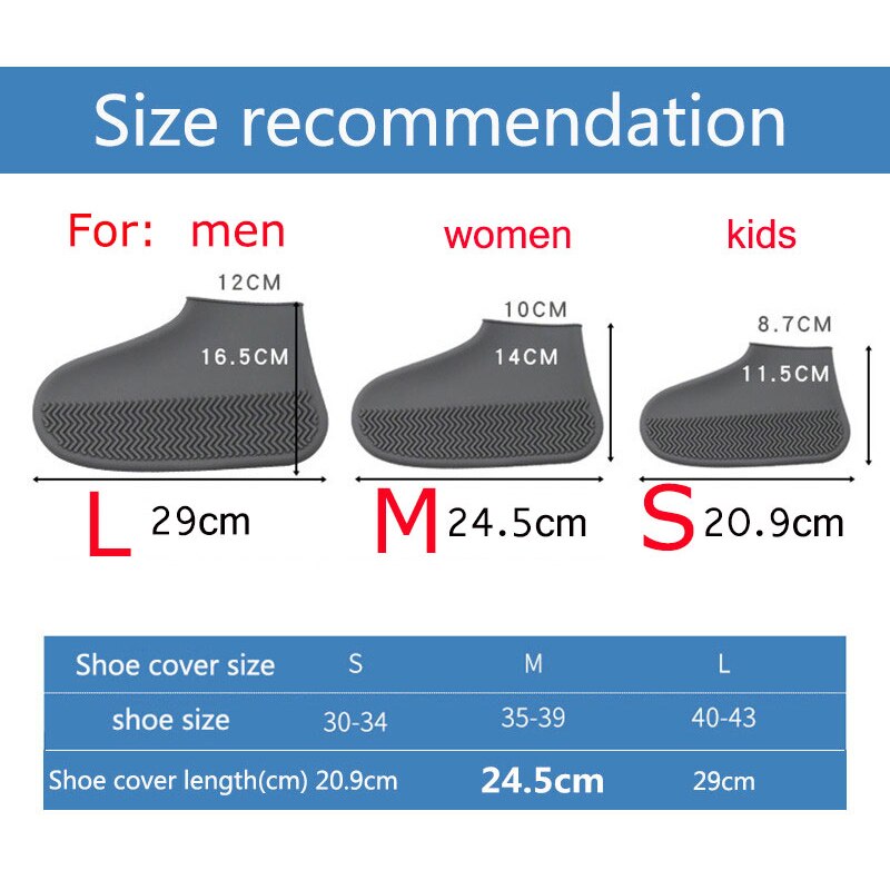 Women Men Shoes Waterproof Shoes Cover Silicone Material Unisex Shoes Protectors Rain Boots for Indoor Outdoor Rainy Days