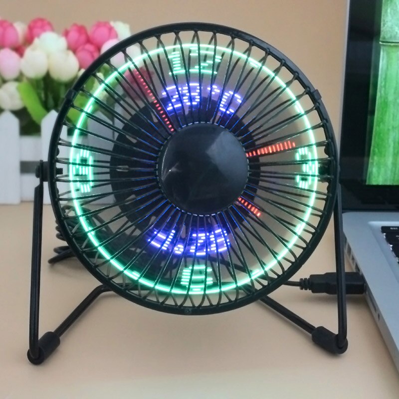 New Hot Selling USB LED Clock Mini Fan With Real Time Temperature Display Desktop 360 Cooling Fans for Home Office QJY99