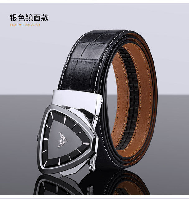Men&#39;s leather belt youth automatic buckle casual trend Korean version of the personality of the wild leather pants belt